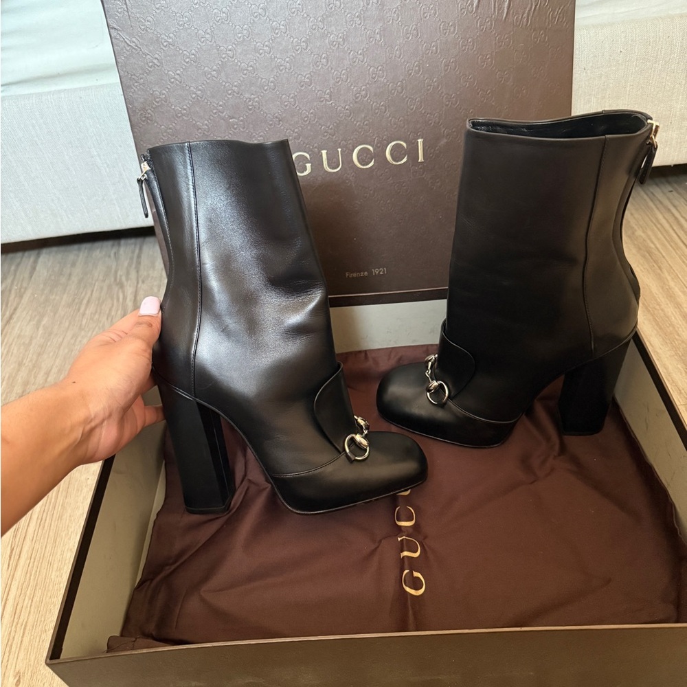 Gucci Black Heeled Leather Boots